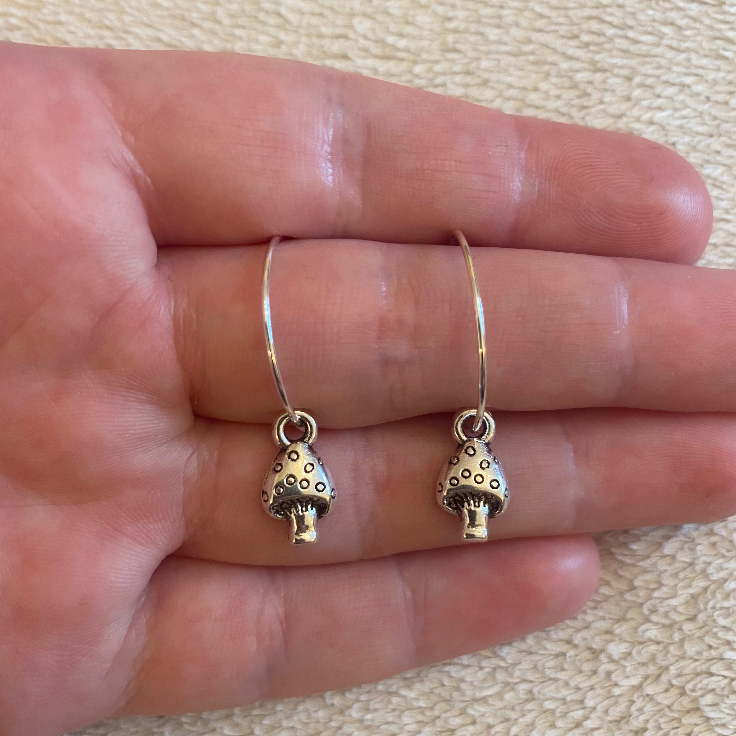 Mushroom hoop earrings