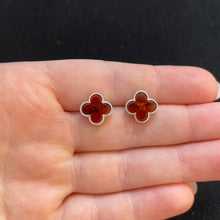 Load image into Gallery viewer, Amber quatrefoil studs
