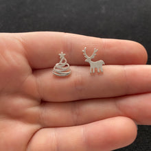 Load image into Gallery viewer, Reindeer and Christmas tree studs
