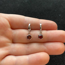 Load image into Gallery viewer, Red garnet hoop earrings
