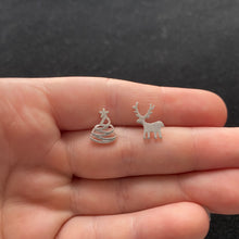 Load image into Gallery viewer, Reindeer and Christmas tree studs
