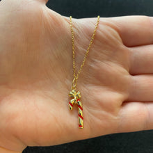 Load image into Gallery viewer, Gold candy cane necklace

