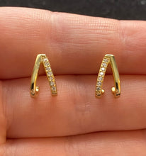 Load image into Gallery viewer, Gold double hoop studs
