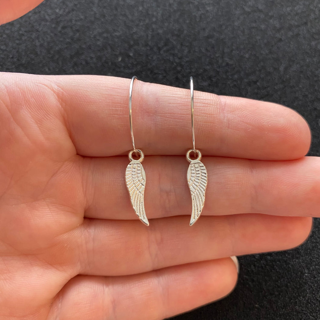 Angel wing hoop earrings
