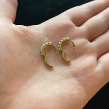 Load image into Gallery viewer, Gold Opal Huggie hoops
