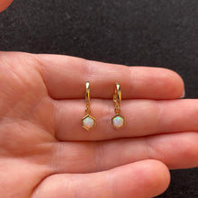 Load image into Gallery viewer, Gold opal hoops
