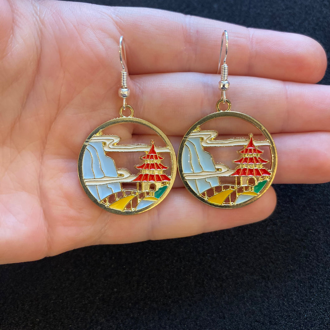 Japanese landscape earrings