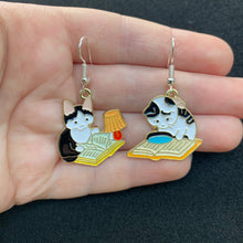 Load image into Gallery viewer, Mismatch reading cat earrings
