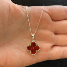 Load image into Gallery viewer, Amber quatrefoil necklace
