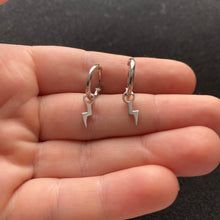 Load image into Gallery viewer, Lightning bolt hoop earrings
