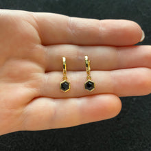 Load image into Gallery viewer, Black onyx hoop earrings
