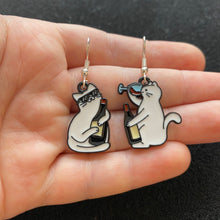 Load image into Gallery viewer, Drinking cat earrings
