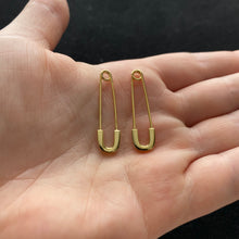 Load image into Gallery viewer, Gold safety pin earrings
