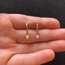 Load image into Gallery viewer, Gold opal hoops
