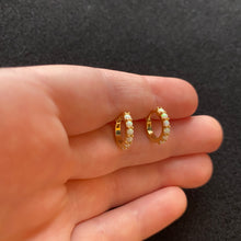 Load image into Gallery viewer, Gold Opal Huggie hoops
