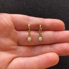 Load image into Gallery viewer, Gold opal hoops
