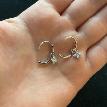 Load image into Gallery viewer, Sterling silver flower huggie hoops

