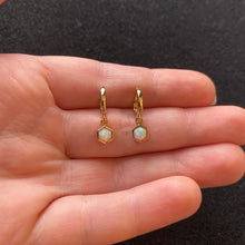Load image into Gallery viewer, Gold opal hoops
