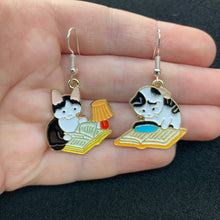 Load image into Gallery viewer, Mismatch reading cat earrings
