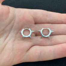 Load image into Gallery viewer, Spike huggie hoops
