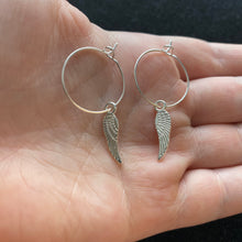 Load image into Gallery viewer, Angel wing hoop earrings
