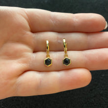 Load image into Gallery viewer, Black onyx hoop earrings
