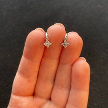 Load image into Gallery viewer, Sterling silver flower huggie hoops
