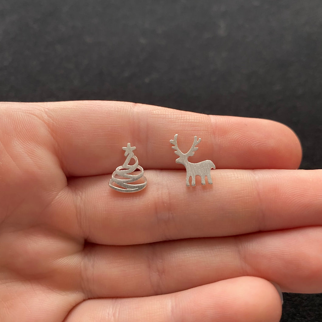 Reindeer and Christmas tree studs