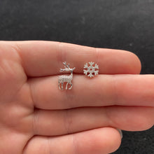 Load image into Gallery viewer, Reindeer and snowflake studs
