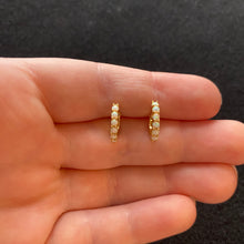 Load image into Gallery viewer, Gold Opal Huggie hoops
