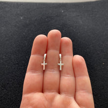 Load image into Gallery viewer, Cross huggie hoops
