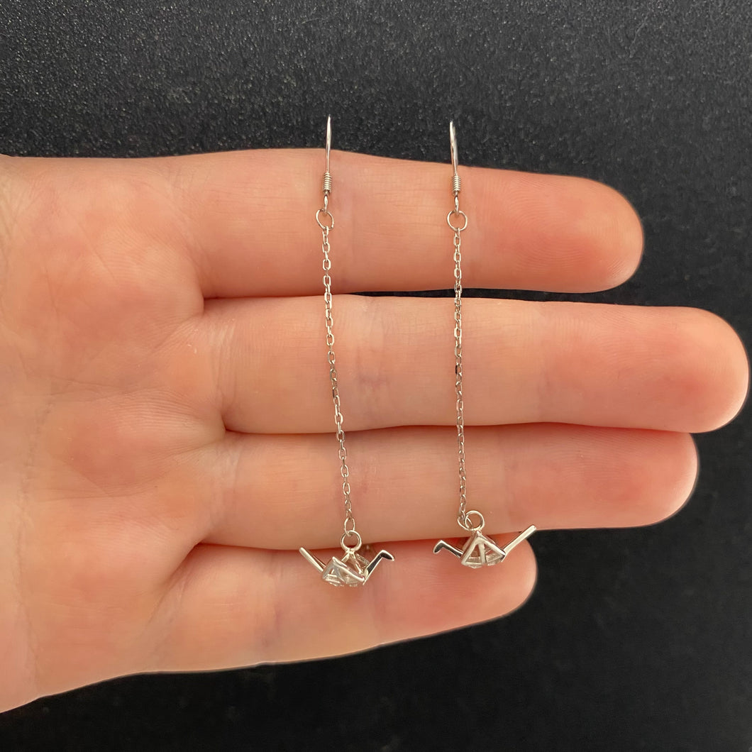 Crane dangle earrings