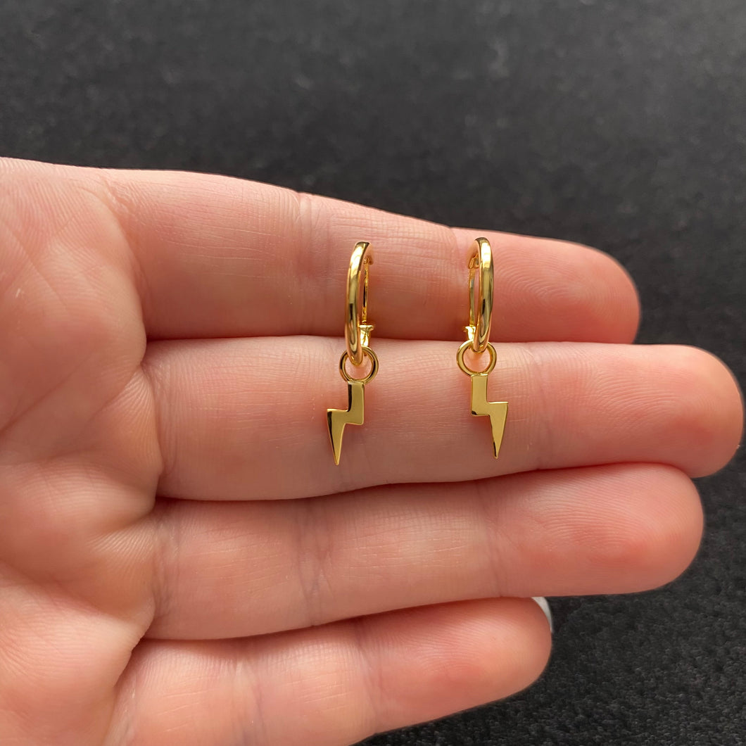 Gold lightning bolt hoop earrings