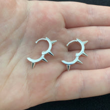 Load image into Gallery viewer, Spike huggie hoops
