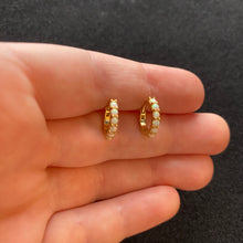 Load image into Gallery viewer, Gold Opal Huggie hoops
