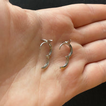 Load image into Gallery viewer, Silver whale tail huggie hoops
