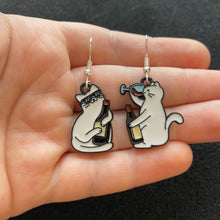 Load image into Gallery viewer, Drinking cat earrings
