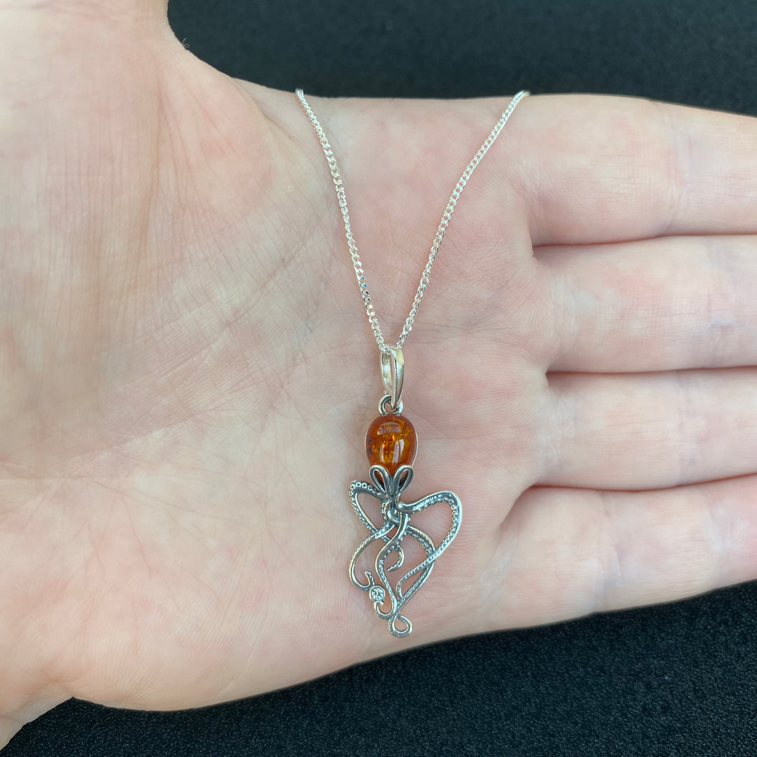 Amber octopus necklace