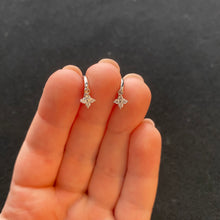 Load image into Gallery viewer, Sterling silver flower huggie hoops
