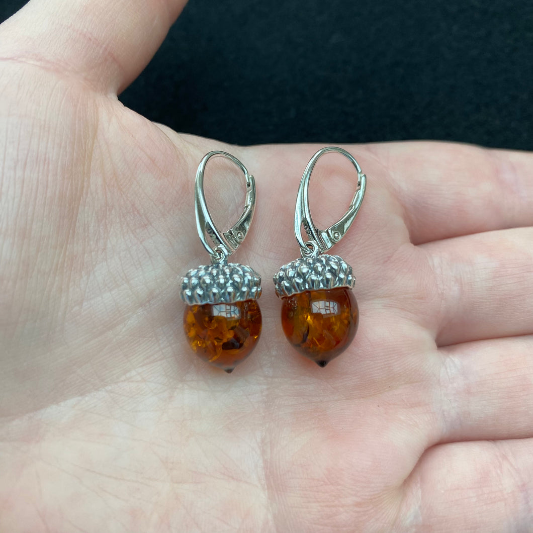 Amber acorn earrings