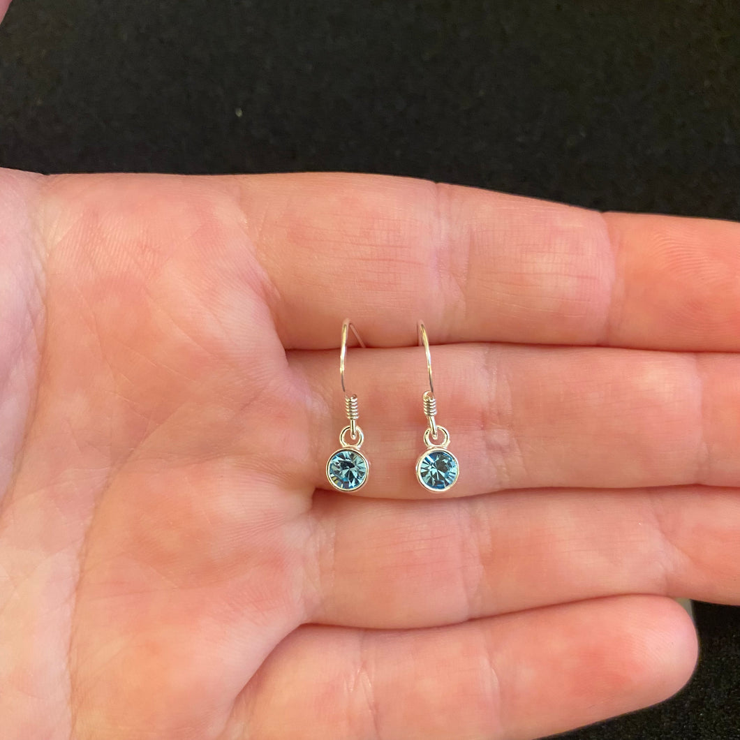 March birthstone dangle earrings
