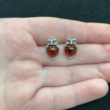 Load image into Gallery viewer, Amber owl studs
