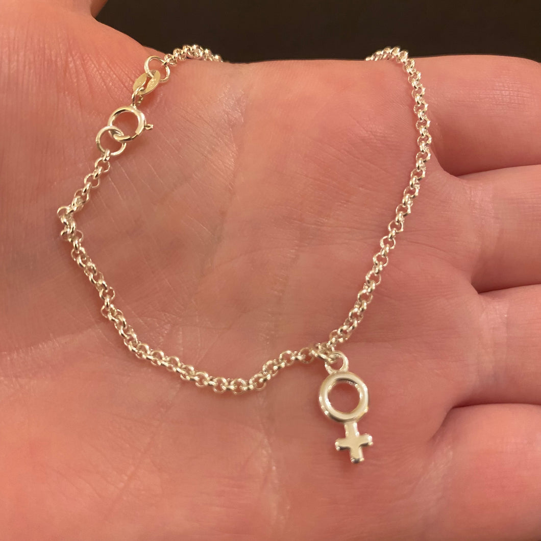 Sterling silver female symbol bracelet
