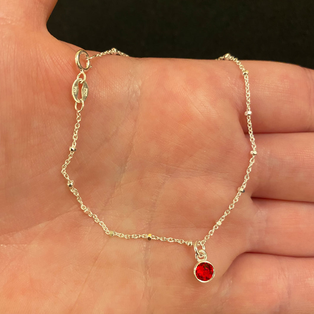 Sterling silver birthstone bracelet