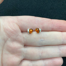 Load image into Gallery viewer, Amber heart studs
